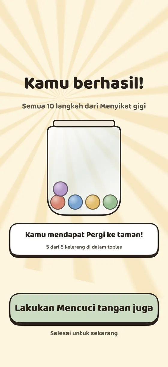 Toples hadiah anak yang penuh hingga target, dengan sebuah perayaan