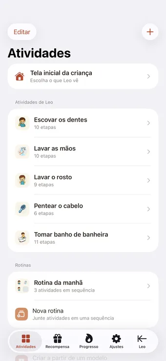 Abra Atividades e adicione uma nova