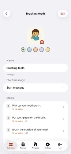 Record each step in your own voice