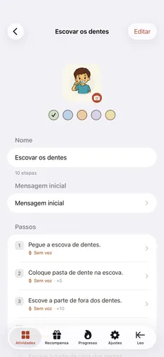 Grave cada etapa com a sua própria voz