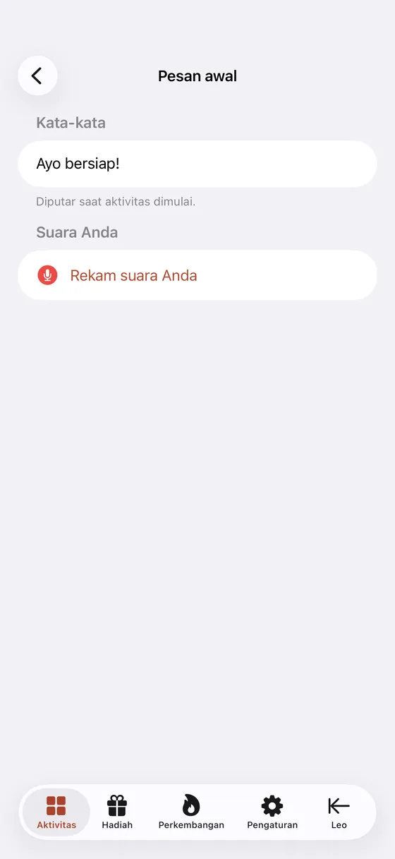 Merekam petunjuk lisan yang disesuaikan untuk sebuah langkah aktivitas
