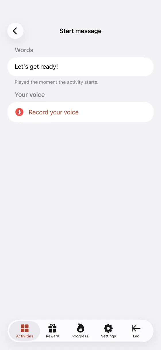 Recording a tailored spoken prompt for an activity step