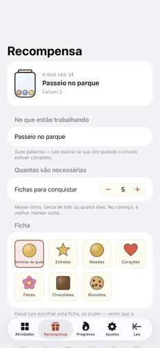 Configure uma recompensa para a criança alcançar
